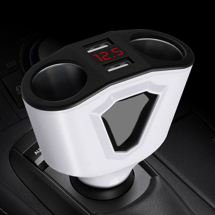 3.1A Dual USB Digital Display Multi-Function Driving Recorder Universal Automotive Charger(White) - Car Charger by PMC TechLife | Online Shopping South Africa | PMC TechLife