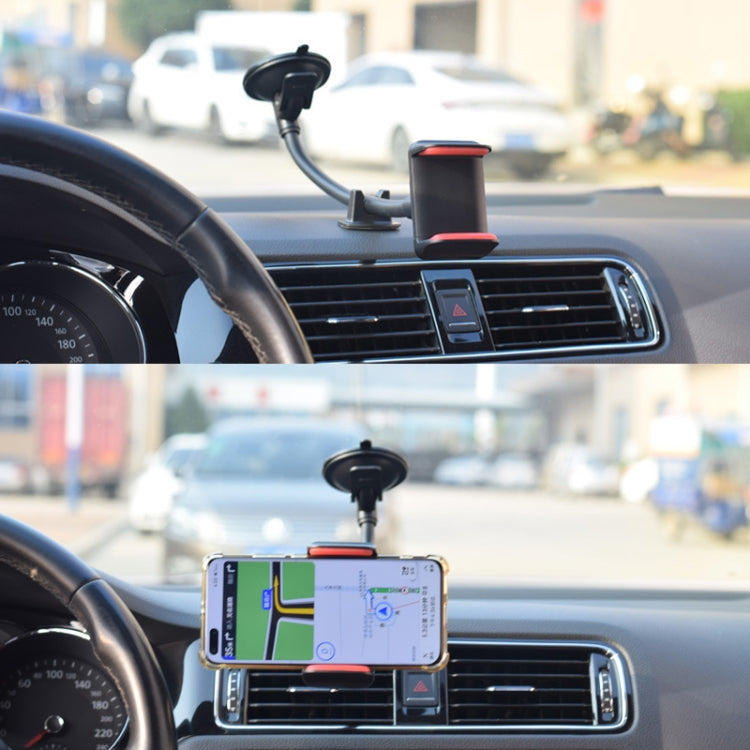 2 PCS Suction Cup Long Soft Hose Windshield Car Mobile Phone Clip Bracket(Black Box Packaging) - Car Holders by PMC Jewellery | Online Shopping South Africa | PMC Jewellery