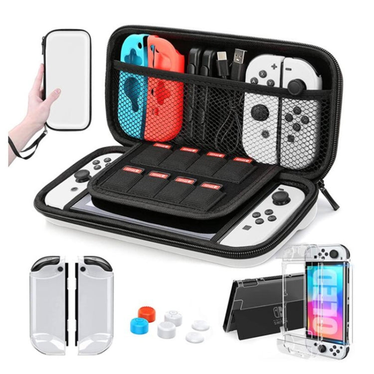 Game Console Crystal Shell Remote Sensing Cap Tempered Film Storage Bag Set For Switch OLED Console Storage Bag+Crystal Case+Rocker Capx6+Tempered Film - Bags by PMC Jewellery | Online Shopping South Africa | PMC Jewellery