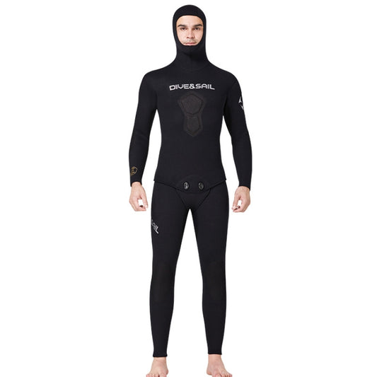 DIVE&SAIL 5mm Split Thick And Keep Warm Long Sleeves Hooded Diving Suit, Size: XL(Black) - Athletic Wear by DIVE&SAIL | Online Shopping South Africa | PMC Jewellery