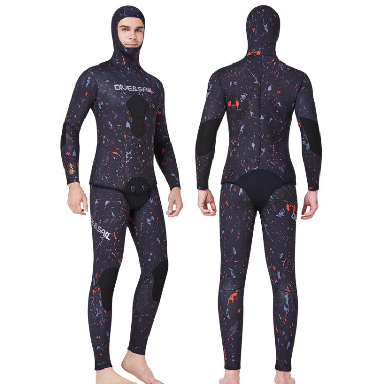 DIVE&SAIL 5mm Split Thick And Keep Warm Long Sleeves Hooded Diving Suit, Size: XL(Orange) - Athletic Wear by DIVE&SAIL | Online Shopping South Africa | PMC Jewellery | Buy Now Pay Later Mobicred