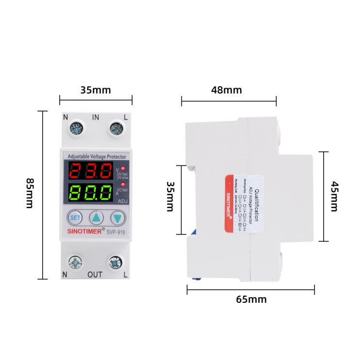 SINOTIMER SVP-916 Adjustable Self-resetting Over-voltage Under-voltage Protector, Current: 40A - free shipping - PMC TechLife - Order now!