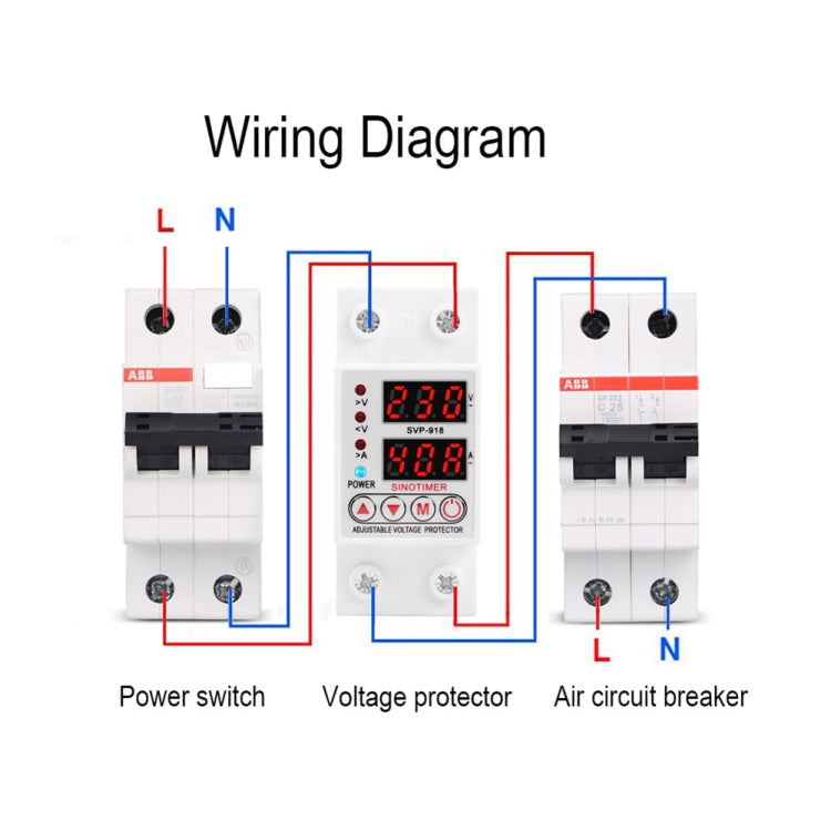 SINOTIMER SVP-918 Adjustable Self-resetting Intelligent  Over-voltage Under-voltage Protector, Current:  40A - free shipping - PMC TechLife - Order now!
