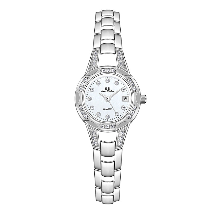 BS Bee Sister FA1679  Ladies Diamond Chain Watch Cute Small Round Watch With Calendar(Silver) - Alloy Watches by BS Bee Sister | Online Shopping South Africa | PMC Jewellery | Buy Now Pay Later Mobicred