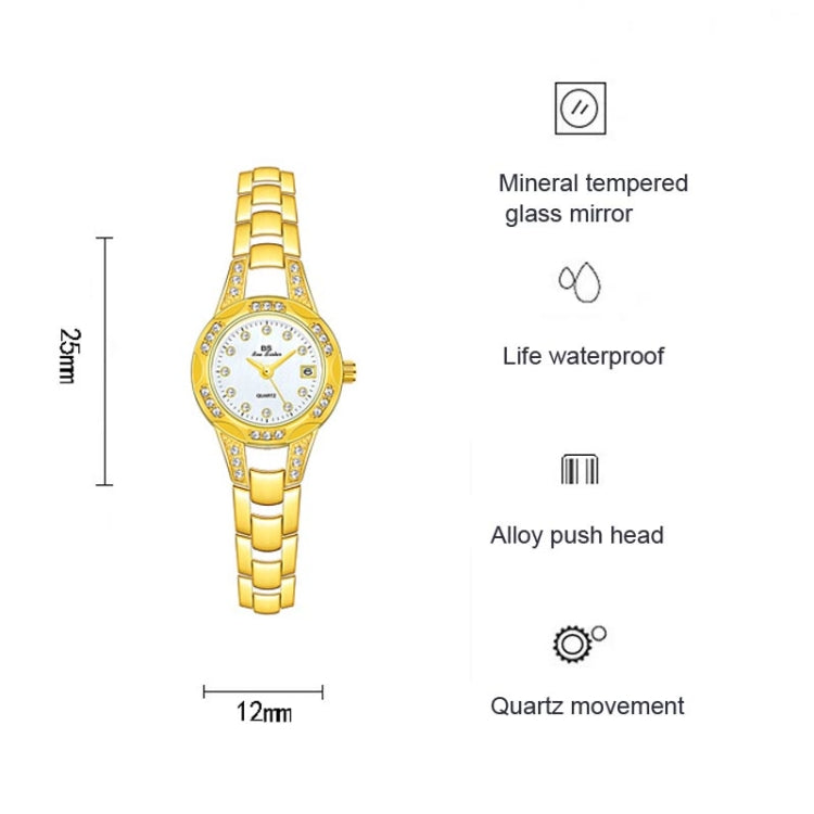 BS Bee Sister FA1679  Ladies Diamond Chain Watch Cute Small Round Watch With Calendar(Silver) - Alloy Watches by BS Bee Sister | Online Shopping South Africa | PMC Jewellery | Buy Now Pay Later Mobicred