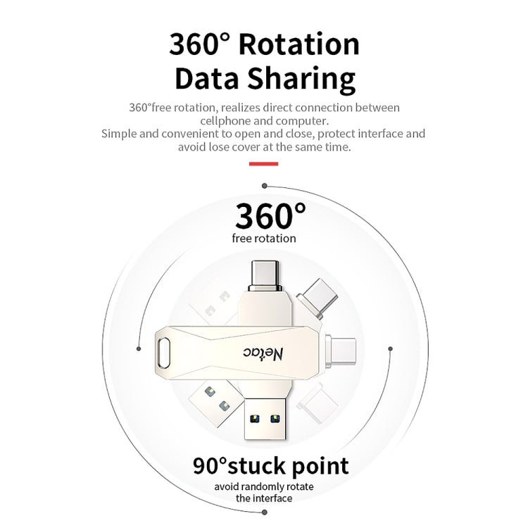 Netac U782C Type-C Dual Interface High-Speed Metal Computer USB Flash Drive, Capacity: 64GB - USB Flash Drives by Netac | Online Shopping South Africa | PMC TechLife | Buy Now Pay Later Mobicred