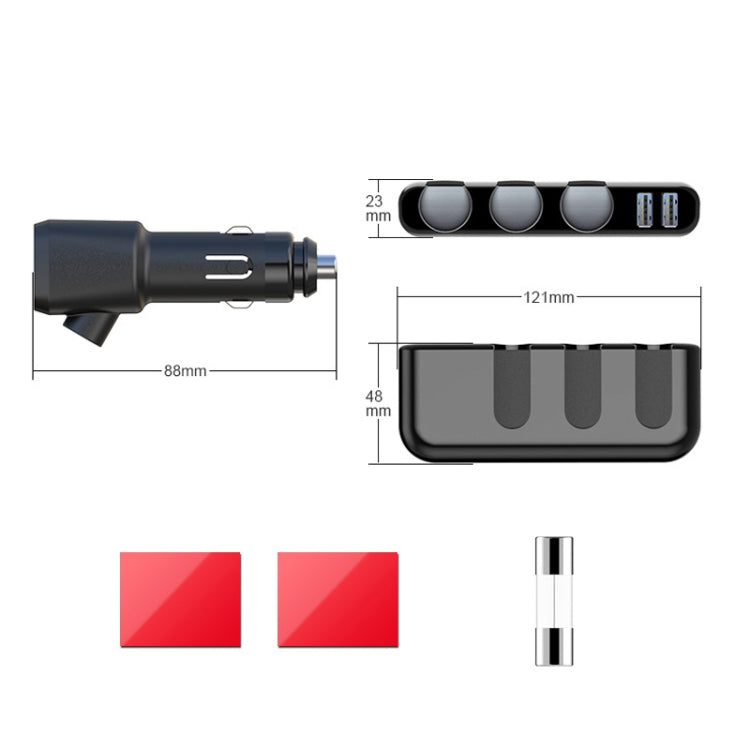 SHUNWEI Car Cigarette Lighter Charger 12/24V USB Converts Socket, Style: 3 Holes 2 USB Voltage - Car Charger by SHUNWEI | Online Shopping South Africa | PMC Jewellery