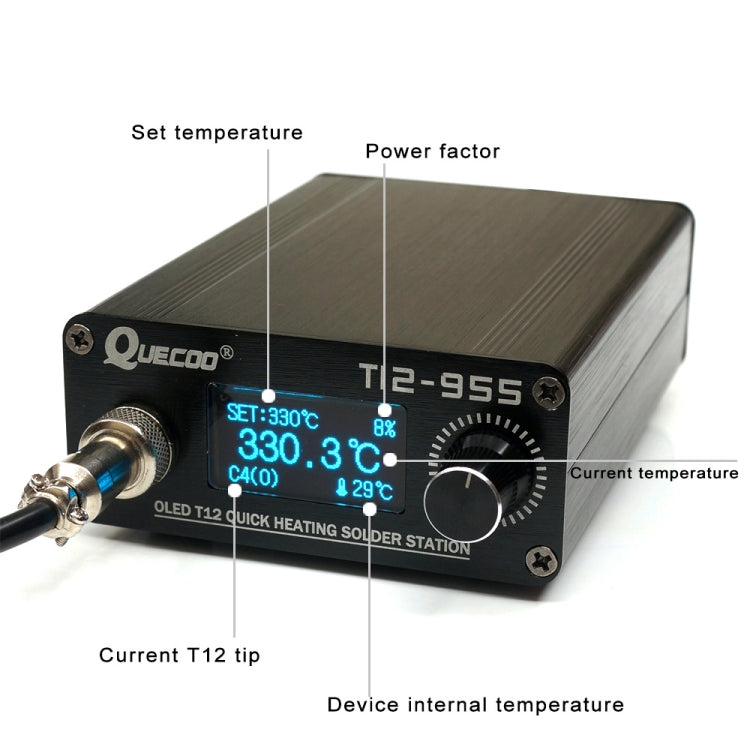 QUECOO 1.3-inch Screen Constant Temperature Soldering Iron, Set: US Plug (955+P9) - free shipping - PMC TechLife - Order now!