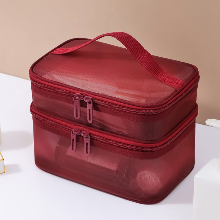 Multifunctional Portable Large Capacity Toiletry Cosmetic Bag, Color: Wine Red Double Layer - Storage Boxes by PMC Jewellery | Online Shopping South Africa | PMC Jewellery