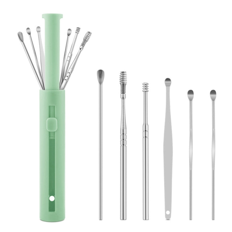 2 Packs Push-Pull Cylinder Storage Ear Scoop Set, Specification: 6 PCS/Set Green - Ear Care Tools by PMC Jewellery | Online Shopping South Africa | PMC Jewellery