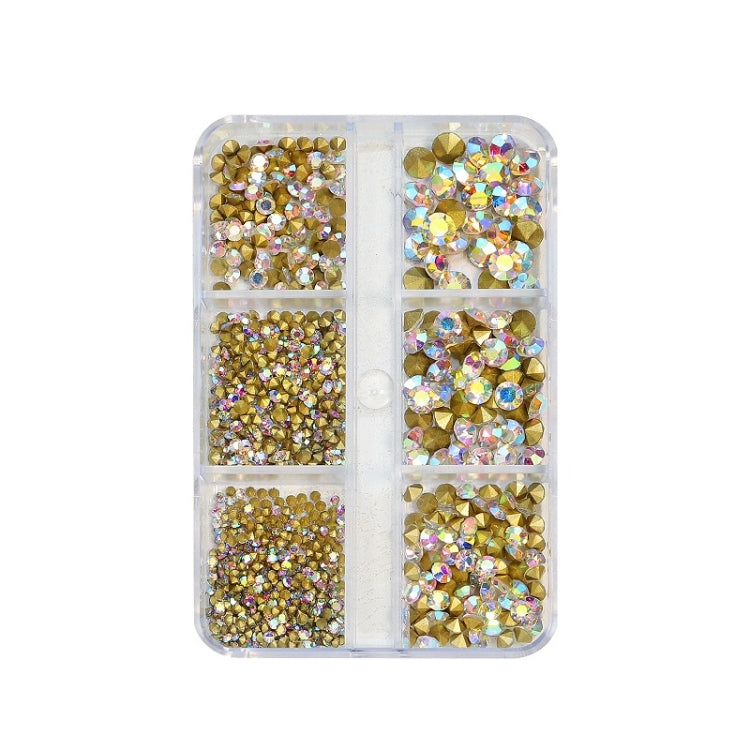 2 Sets Nail Art 6 Grid Pointed Bottom Diamond Nail Jewelry, Specification: 02 AB - Nail Stickers by PMC TechLife | Online Shopping South Africa | PMC TechLife | Buy Now Pay Later Mobicred