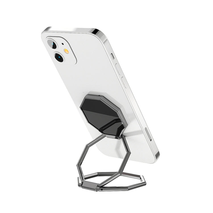 Metal Ring Buckle Live Rotating Magnetic Suction Car Desktop Tablet Folding Phone Bracket(Black) - Desktop Holder by PMC TechLife | Online Shopping South Africa | PMC TechLife