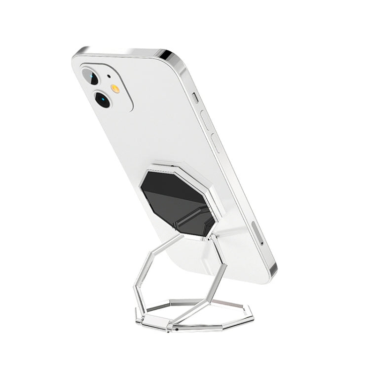 Metal Ring Buckle Live Rotating Magnetic Suction Car Desktop Tablet Folding Phone Bracket(Silver) - Desktop Holder by PMC TechLife | Online Shopping South Africa | PMC TechLife