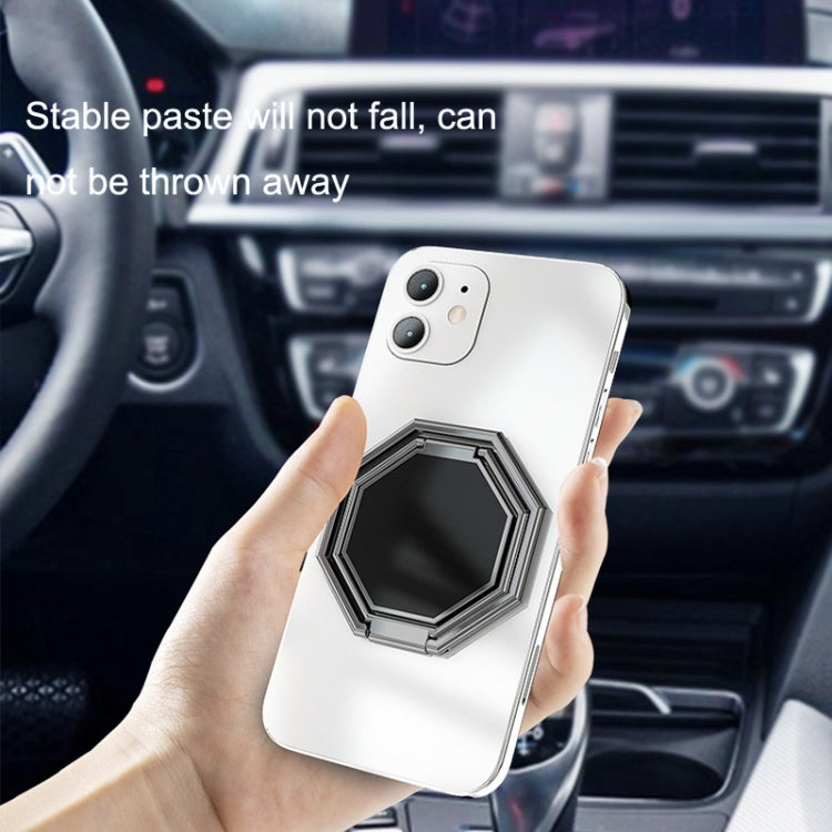 Metal Ring Buckle Live Rotating Magnetic Suction Car Desktop Tablet Folding Phone Bracket(Black) - Desktop Holder by PMC Jewellery | Online Shopping South Africa | PMC Jewellery