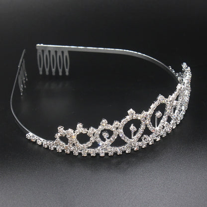 WM-02 Crystal Diamond Birthday Party Wedding Updo Crown, Color: Silver Girl - Head Bands by PMC Jewellery | Online Shopping South Africa | PMC Jewellery