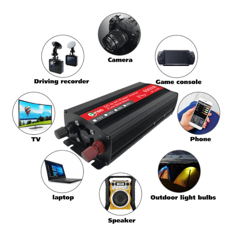 Gurxun 6000W High Power Sine Wave Inverter With Single Digital Display, Specification: 12V-220V - free shipping - PMC TechLife - Order now!