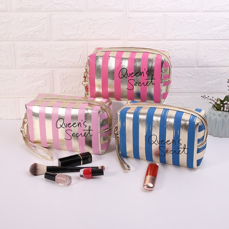 Multifunctional Striped PU Waterproof Cosmetic Toiletry Bag(Pink) - Storage Boxes by PMC Jewellery | Online Shopping South Africa | PMC Jewellery