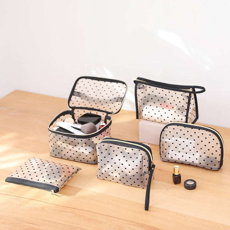 Flocking Love Mesh Portable Cosmetic Bag, Style: Flat - Storage Boxes by PMC Jewellery | Online Shopping South Africa | PMC Jewellery