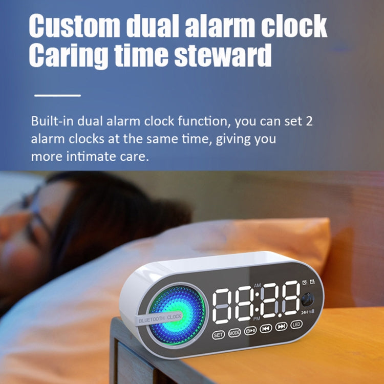 RBT-G30 Mirror Colorful Light Subwoofer Bluetooth Alarm Clock Audio, Spec: Sensor Version (Black) - Desktop Speaker by PMC TechLife | Online Shopping South Africa | PMC TechLife