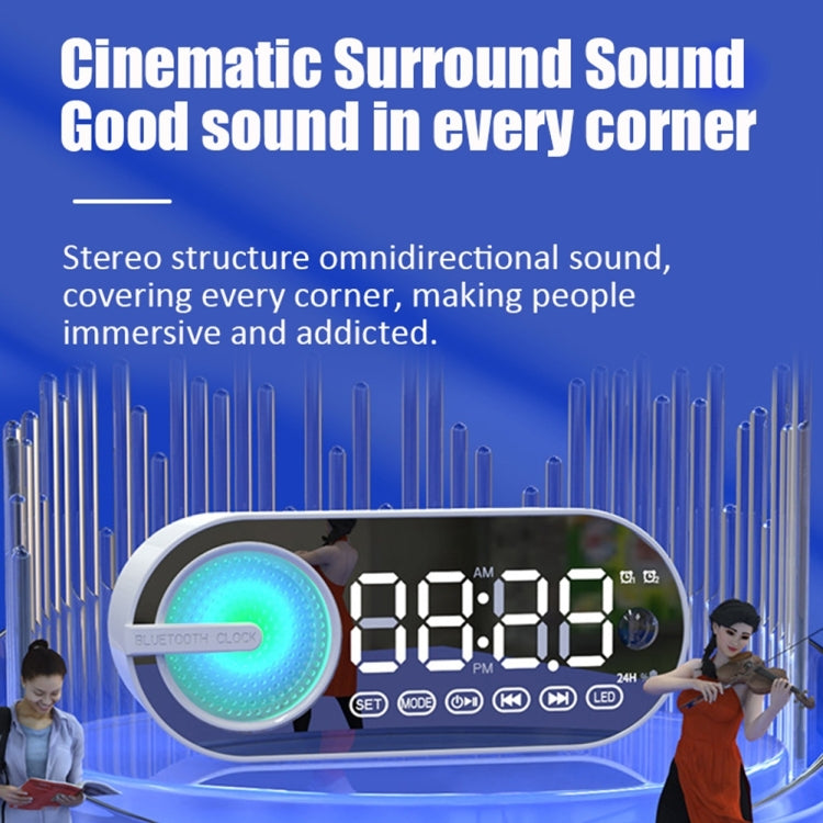 RBT-G30 Mirror Colorful Light Subwoofer Bluetooth Alarm Clock Audio, Spec: Sensor Version (White) - Desktop Speaker by PMC TechLife | Online Shopping South Africa | PMC TechLife