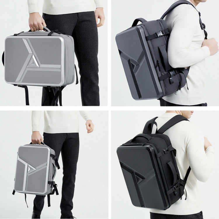Large-capacity Waterproof Expandable Hard Shell Backpack with USB Charging Hole(162 Black) - Backpack by PMC TechLife | Online Shopping South Africa | PMC TechLife