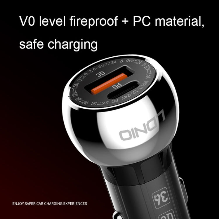 LDNIO C1 36W PD + QC 3.0 Car Fast Charger High Power Smart USB Car Charger with Micro USB Cable - Car Charger by LDNIO | Online Shopping South Africa | PMC Jewellery