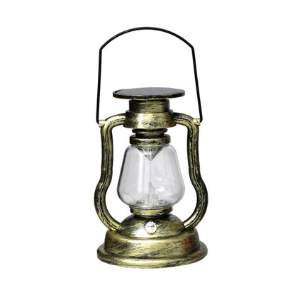 200802 Retro Solar Kerosene Lamp Shape Handheld Lamp Home Decor Flame Lamp(Gold) - With Solar Panel by PMC Jewellery | Online Shopping South Africa | PMC Jewellery