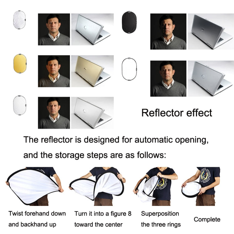 Selens  5 In 1 (Gold / Silver  / White / Black / Soft Light) Folding Reflector Board, Size: 110cm Round -  by Selens | Online Shopping South Africa | PMC Jewellery