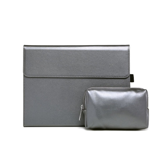 For Microsoft Surface Pro 9 Tablet Protective Case Holder(Microfiber Lambskin Texture Gray Case + Power Supply Bag) - Others by PMC Jewellery | Online Shopping South Africa | PMC Jewellery