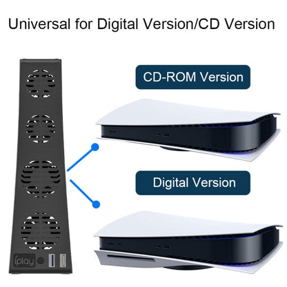 For PS5 IPLAY HBP-307 PS5 Game Console Cooling Fan with USB Port and Indicator Light(Black) - Others by IPLAY | Online Shopping South Africa | PMC Jewellery