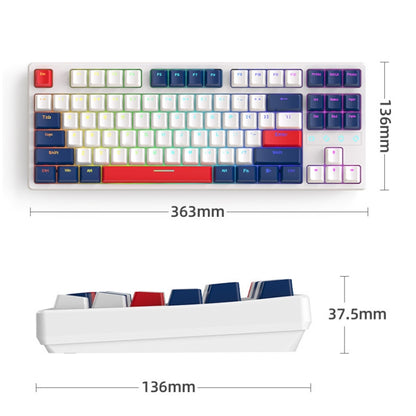 ZIYOU LANG K87 87-key RGB Bluetooth / Wireless / Wired Three Mode Game Keyboard, Cable Length: 1.5m, Style: Red Shaft (Yacht Blue) - Wireless Keyboard by ZIYOU LANG | Online Shopping South Africa | PMC Jewellery