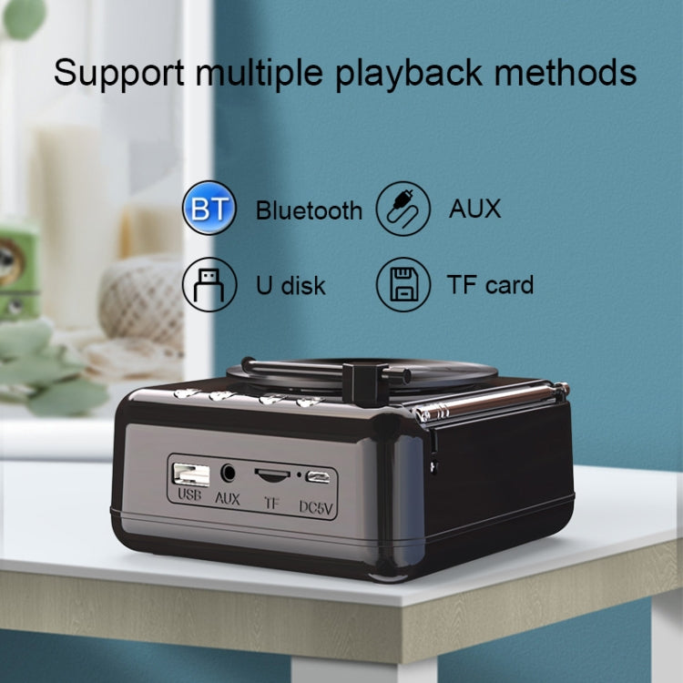 Manovo H3 Retro Vinyl Record Player Shape Mini Bluetooth Speaker, Color: Wood Grain - Desktop Speaker by PMC TechLife | Online Shopping South Africa | PMC TechLife