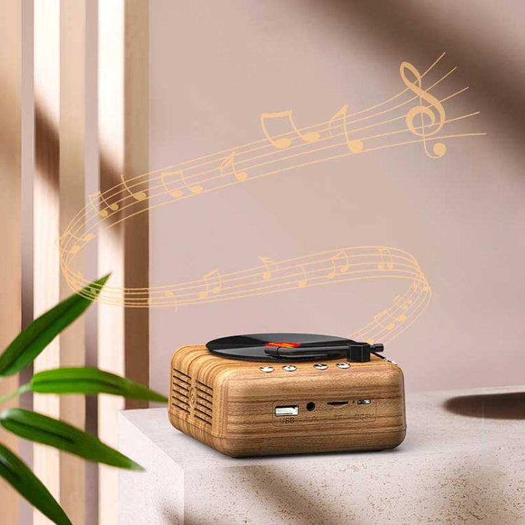 Manovo H3 Retro Vinyl Record Player Shape Mini Bluetooth Speaker, Color: Wood Grain - Desktop Speaker by PMC TechLife | Online Shopping South Africa | PMC TechLife