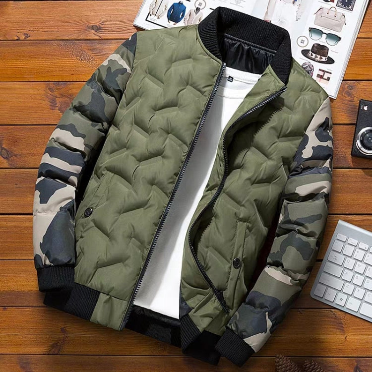 Men Jacket Winter Down Cotton Jacket Camouflage Baseball Jacket, Size: XL(Green) - Cardigan by PMC Jewellery | Online Shopping South Africa | PMC Jewellery