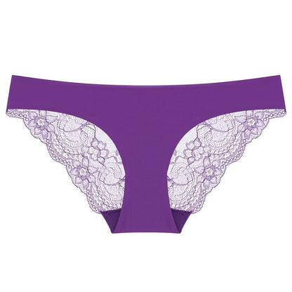606 3pcs Sexy Lace One-piece Perspective Low-waist Ladies Underwear, Size: M(Deep Purple) - Ladies Underwear by PMC Jewellery | Online Shopping South Africa | PMC Jewellery