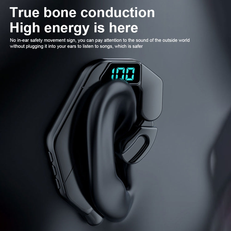 V19 Bone Conduction Digital Display Stereo Hanging Ear Sports Bluetooth Headset(Pink) - Bluetooth Earphone by PMC Jewellery | Online Shopping South Africa | PMC Jewellery