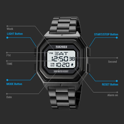 SKMEI 1875 Men Outdoor Electronic Watch Timing Multi-Functional Watch, Style: Silicone Band Black Machine - Silicone Strap Watches by SKMEI | Online Shopping South Africa | PMC Jewellery | Buy Now Pay Later Mobicred