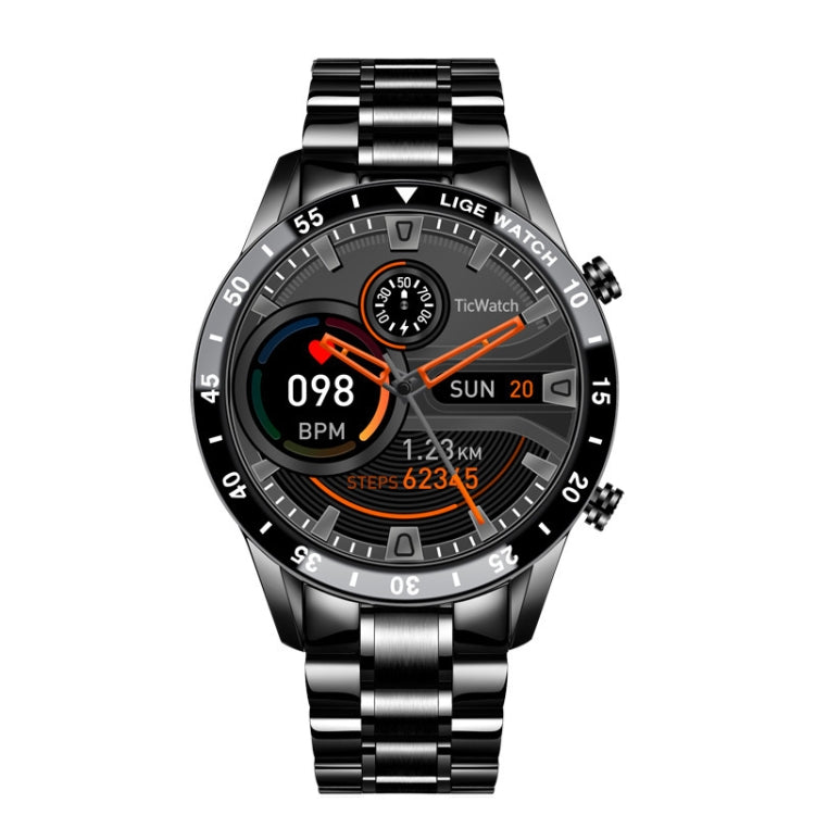 LIGE 0175 Bluetooth Step Perseverance Detection Smart Watch, Style: Steel Belt (Black) - Sport Watches by LIGE | Online Shopping South Africa | PMC Jewellery | Buy Now Pay Later Mobicred