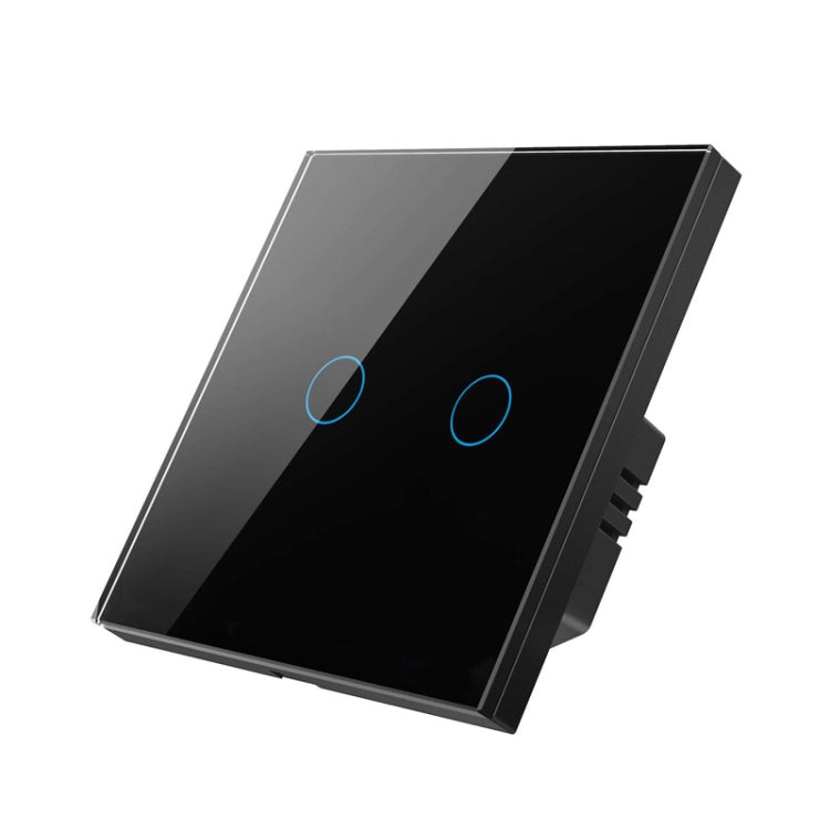 Tuya ZigBee Zero Firewire Touch Wall Remote Control Switch Light Control Voice Switch EU Plug, Style: 2 Gang (Black) - Smart Switch by PMC TechLife | Online Shopping South Africa | PMC TechLife