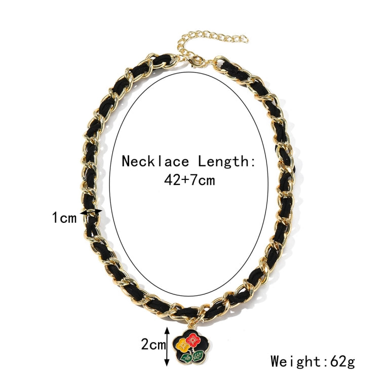 N2209-8 Black Flower Cloth Ladies Metal Temperament Necklace Clavicle Chain - Clothing & Beauty by PMC Jewellery | Online Shopping South Africa | PMC Jewellery