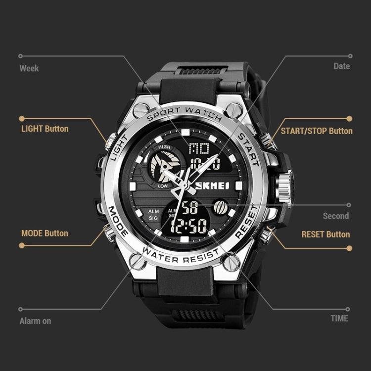 SKMEI 2031 Multifunctional Outdoor Waterproof Chronograph Men Sports Watch(Black) - Silicone Strap Watches by SKMEI | Online Shopping South Africa | PMC Jewellery | Buy Now Pay Later Mobicred