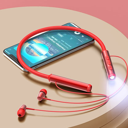 YY-708 Neck Hanging Noise Reduction Card Bluetooth Sports Headset with Flashlight Function(Red) - Neck-mounted Earphone by PMC Jewellery | Online Shopping South Africa | PMC Jewellery