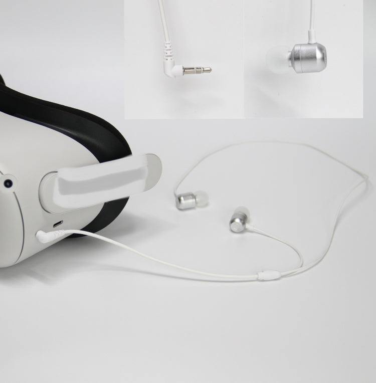 For Oculus Quest 2 VR Glasses Ear-in Headset 3.5 Elbow Aluminum Earphones(White) - VR Accessories by PMC TechLife | Online Shopping South Africa | PMC TechLife