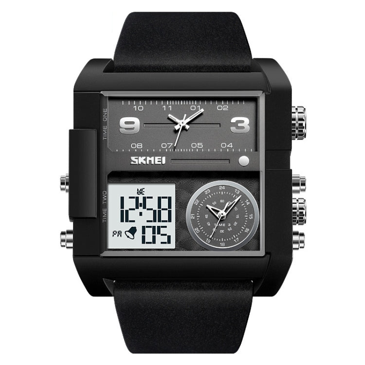 SKMEI 2020 Square Large Dial Triple Movement Men Sports Watch(Black Shell Black Belt White Machine) - LED Digital Watches by SKMEI | Online Shopping South Africa | PMC Jewellery | Buy Now Pay Later Mobicred