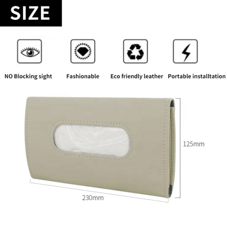 Car Sun Visor Tissue Holder Leather Hanging Storage Box(Beige) - Tissue Boxes by PMC Jewellery | Online Shopping South Africa | PMC Jewellery