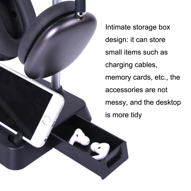 For AirPods Max Hifylux AP-HF5 Headphone Stand Mobile Phone Holder Storage Box(Black) - Anti-lost & Holder by Hifylux | Online Shopping South Africa | PMC TechLife | Buy Now Pay Later Mobicred