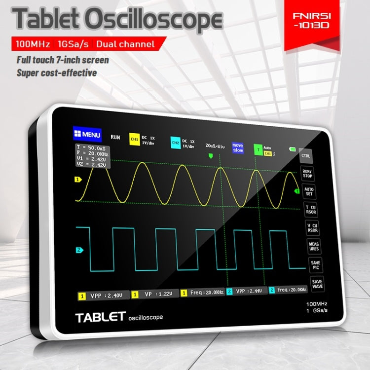FNIRSI 1013D 1GS Sampling Dual Channel 100M Bandwidth Digital Oscilloscope, US Plug(English) - free shipping - PMC TechLife - Order now!