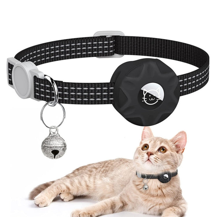 For AirTag Tracker Silicone Case Reflective Pet Cat Collar With Bell(Black) -  by PMC Jewellery | Online Shopping South Africa | PMC Jewellery