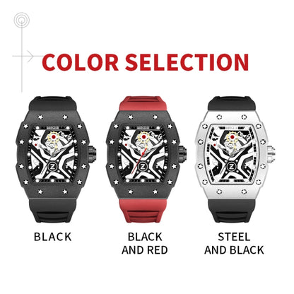 BAOGELA 224143 Barrel-shaped Hollow Surface Silicone Luminous Sports Men Watch(Steel Shell Black Belt) - Silicone Strap Watches by BAOGELA | Online Shopping South Africa | PMC Jewellery | Buy Now Pay Later Mobicred