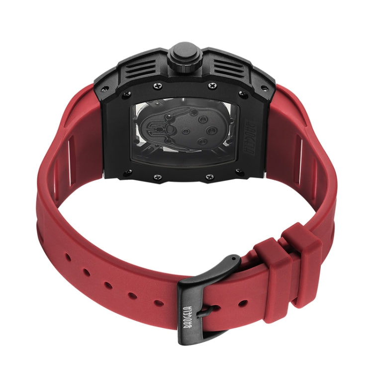 BAOGELA 224143 Barrel-shaped Hollow Surface Silicone Luminous Sports Men Watch(Steel Shell Black Belt) - Silicone Strap Watches by BAOGELA | Online Shopping South Africa | PMC Jewellery | Buy Now Pay Later Mobicred